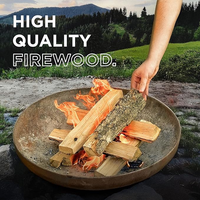 15" Oak Firewood Logs, with Fire Starters Set, Kiln-Dried Wood for Fire Pit, Seasoned Logs for Fireplace, Campfire, Firewood Bundle, Pizza Oven, Split Wood for Solo Stove, 1200 cub. in., 15-20lb