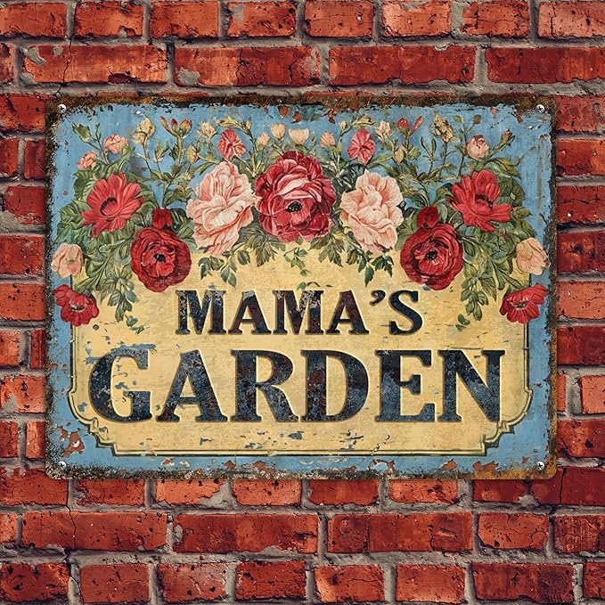 Custom Garden Signs Personalized Metal Tin Sign for Women, Retro Funny Welcome Metal Sign for Outdoor, Patio, Yard Rustic Home Decor Gifts for Mothers Day, Grandmas