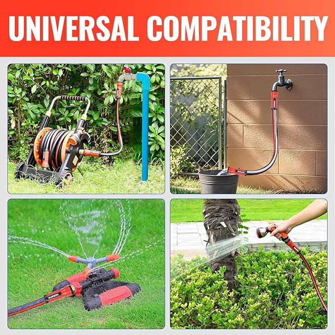 YAMATIC Short Garden Hose 3 ft x 5/8 in, Female to Female Leader Hose Extension 2 in 1 Dual Use with Solid Brass Connector, Lightweight All-Weather for Water Hose Reel, Burst 300 PSI