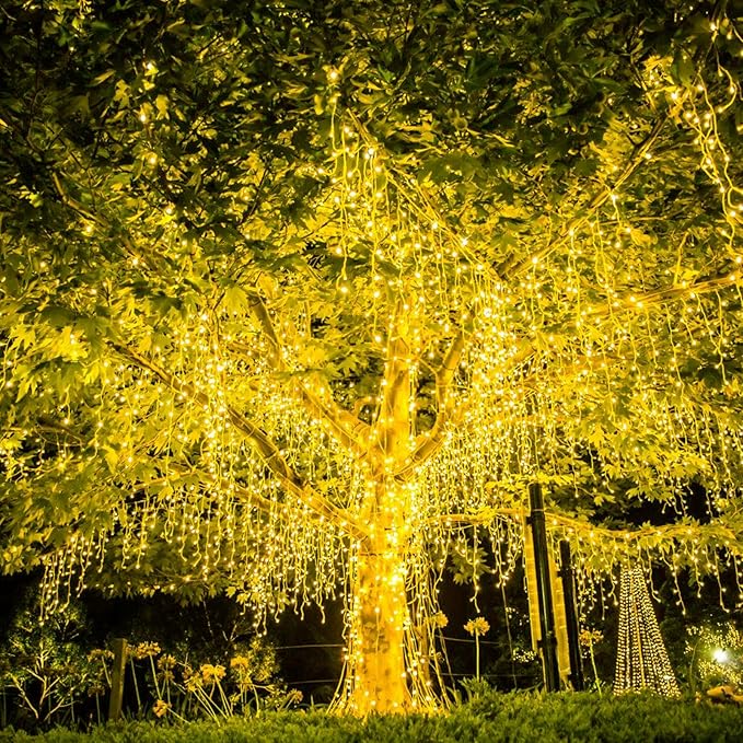 MEHOFOND 100ft 300 LED Christmas String Lights, 8 Lighting Modes Fariy LED String Lights, Timer Plug in Xmas Bday Wedding Party Decoration Outdoor Indoor Holiday Garden Decor (Warm White)(Connectable)