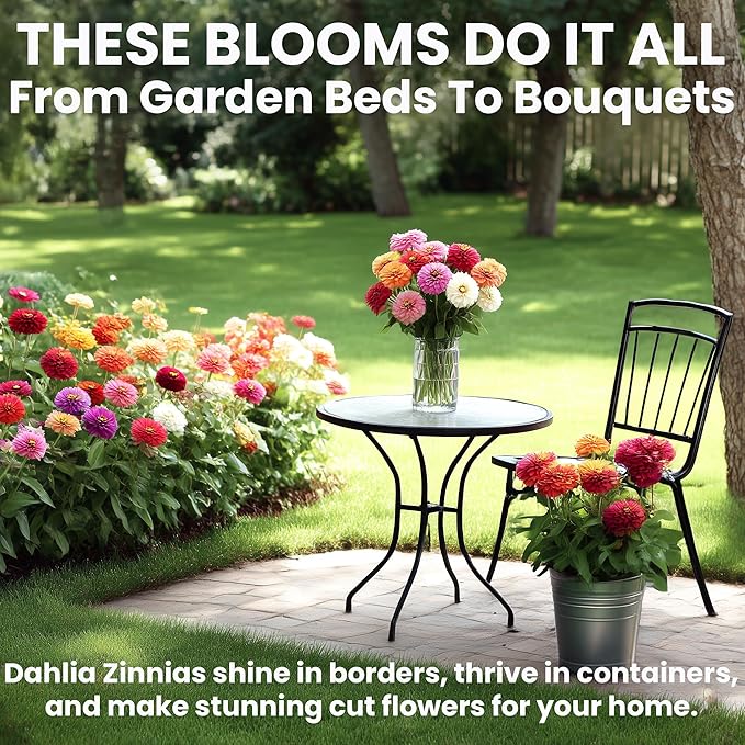 NatureZ Edge Zinnia Seeds for 2026 Planting Outdoors, Over 550 Flower Seeds, 4g, Non GMO Made in USA, Bulk Semillas De Flores para Sembrar, Dahlia Mix, Easy to Grow Zinnia Seed Mix