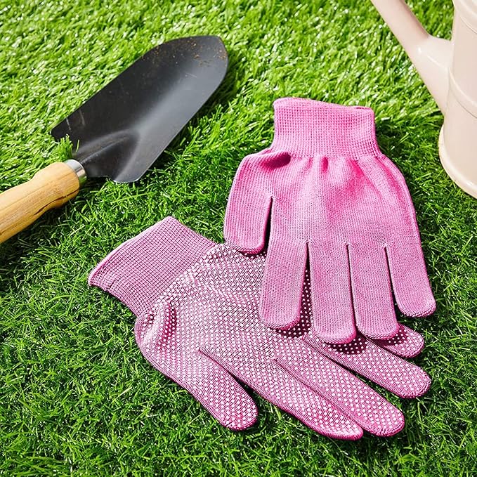 Juvale Garden Gloves for Women - 6 Pairs (12 Count), Pink, Purple & Blue - Thorn Proof & Cut Resistant Gardening Gloves - Breathable Cotton Cloth with Enhanced Grip - Berry Picking & Outdoor Work