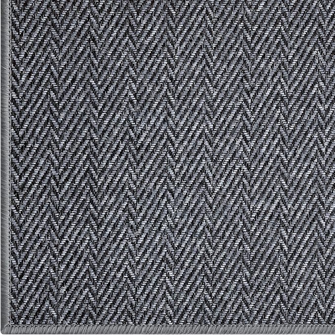 LUMI Ultra Thin Indoor Door Mat for Entrance 36"x56", Non Slip Entryway Mat, Low Profile Doormat, Unique Herringbone Design Carpet for Inside, Patio, Porch, Medium Gray