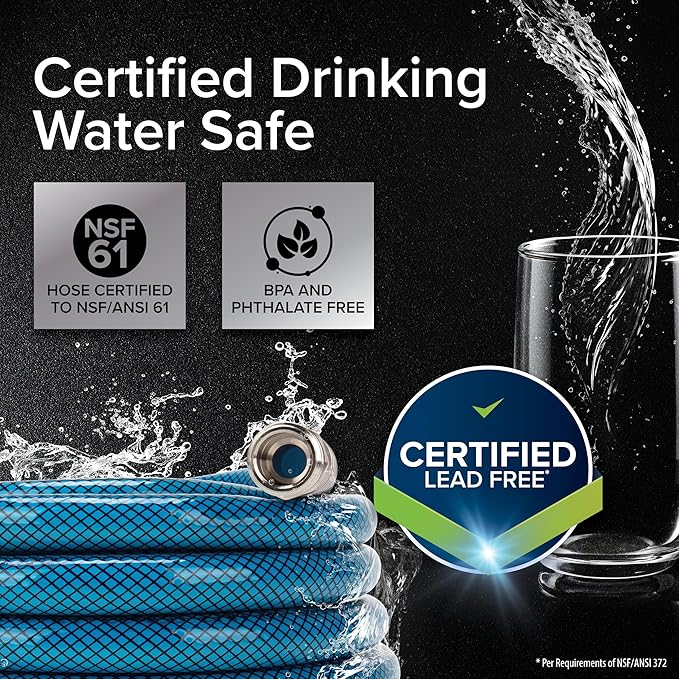 Camco TastePURE 10-Foot Premium Camper/RV Drinking Water Hose - Features a Heavy-Duty No-Kink Design with Strain Relief Ends & 5/8-Inch Inside Diameter - NSF Drinking Water Safe Certified (22823)