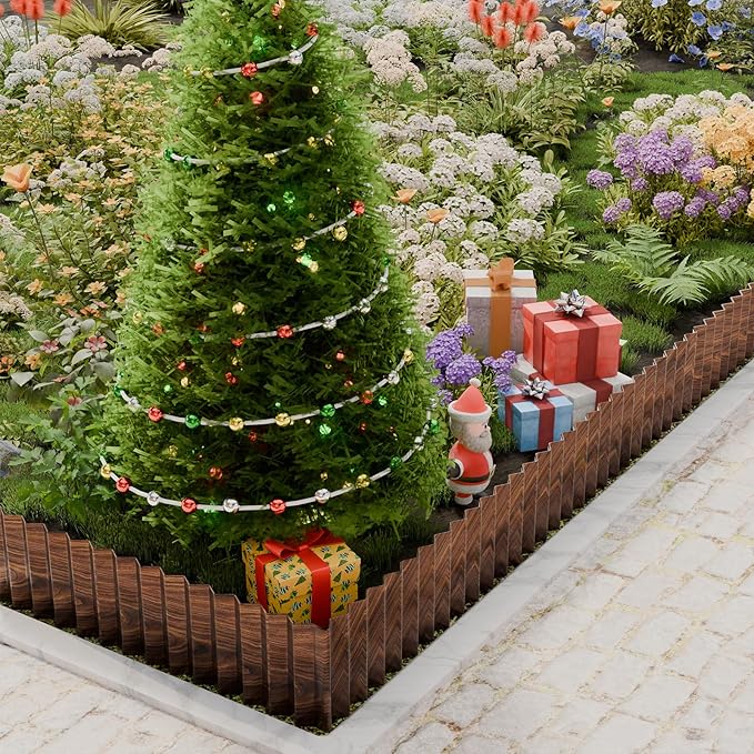 SnugNiture Corrugated Metal Garden Edging,6"×80'Sturdy Lawn Edging Border,Landscape Edging Border for Lawn, Flower Bed,Garden and Yard(Brown)