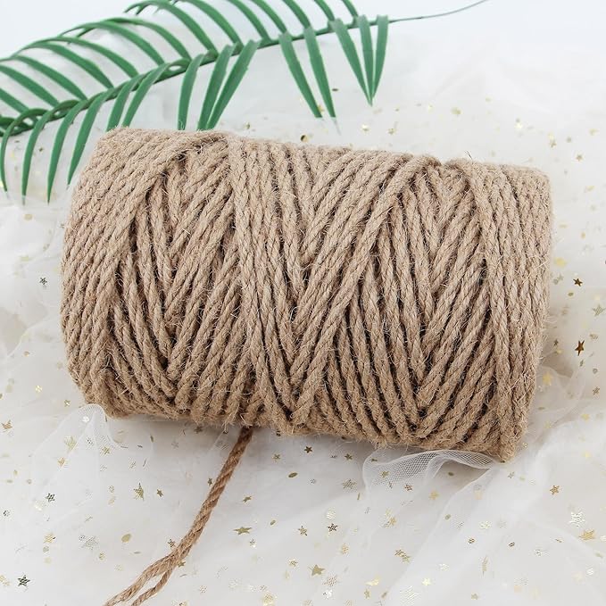 4mm Jute Twine, 328 Feet Braided Natural Jute Rope,Brown Jute Burlap String Heavy Duty and Thick Twine Hemp Rope for DIY Arts Crafts, Gardening, Bundling，Home Decorating, Cat Scratching Post
