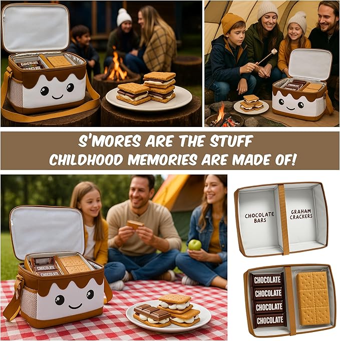 THE S'MORES COMPANY - S’mores Caddy with Tray Organizer, Smores Snackle Box Kit for S’mores Supplies, Camping Accessories