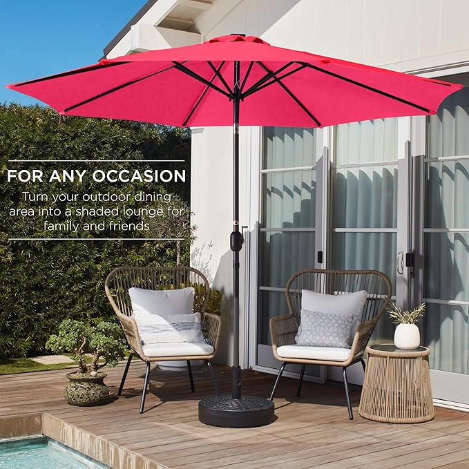 Best Choice Products 10ft Outdoor Steel Polyester Market Patio Umbrella w/Crank, Easy Push Button, Tilt, Table Compatible
