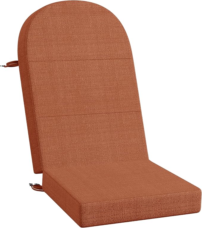 Codi Adirondack Chair Cushion – Outdoor Rocking Seat Cushions for Patio & Porch, Fade Resistant Waterproof Fabric with Ties, Spice