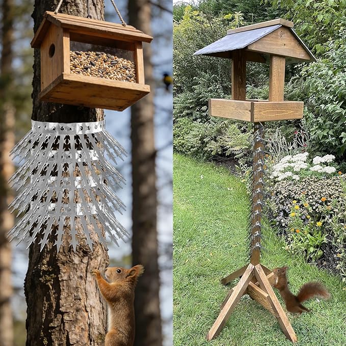 Bird Squirrel Spikes and Squirrel Proof Baffle,for Bird Feeders and Pole,Outside Fence,Wall,Tree,Drainpipes,Deterrent Effective Against Pigeons,Raccoons,Mice and Cats,40 inches