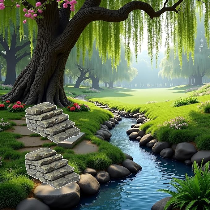 Mini Resin Bridge Stair Stone Straight Bridge Stairs Stone Steps Garden Fairy Ornament Flower Pot Plant Micro Landscaping Decor Bonsai Craft Straight Stairs Outdoor Statues Outdoor Decor