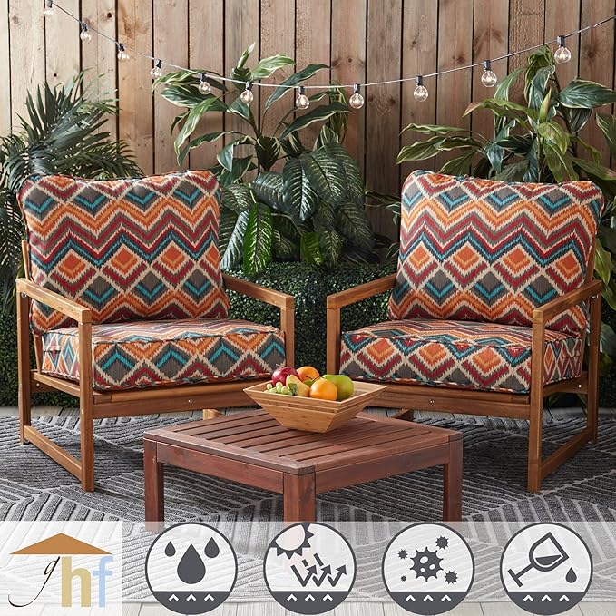 Greendale Home Fashions Outdoor Reversible 2-Piece Deep Seat Cushion Set, Aztec