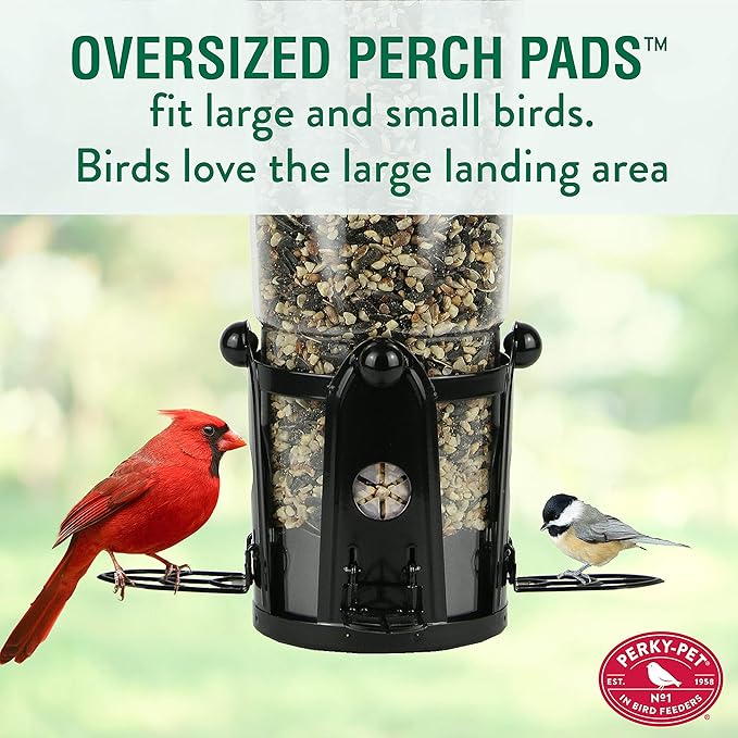Perky-Pet Squirrel-Be-Gone Max Large Wild Bird Feeder with Flexports - Squirrel Proof Bird Feeder with Weight-Activated Perches - 3 lb Seed Capacity, 333-1SR Perky Pet