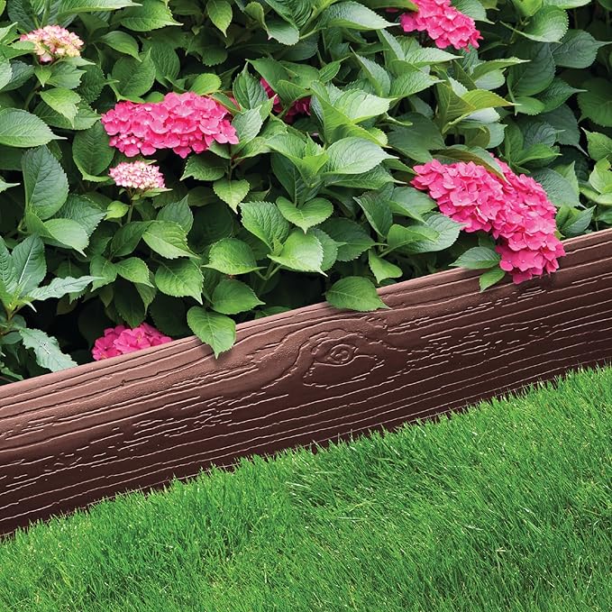 Master Mark Landscape Edging Coil (Terrace Board), 40 ft. x 4 in. Tall, Plastic Garden Edging Border with 10 Stakes, Brown
