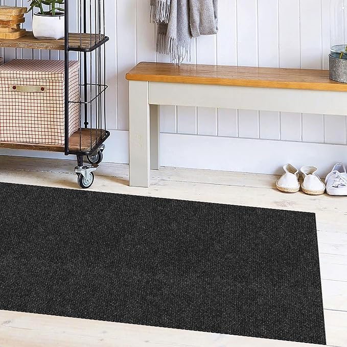 Ottomanson Front Door Mat – Non Slip Scraper Mud Mat for High Traffic Offices, Lobbies, Schools, RV & Patio – Dirt Trapping & Durable for Indoor & Outdoor Commercial Use – 2' x 2' – Black