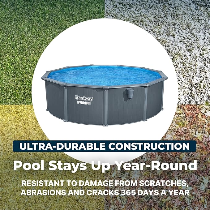 Bestway Hydrium 24' x 52" Round Steel Wall Above Ground Pool Set