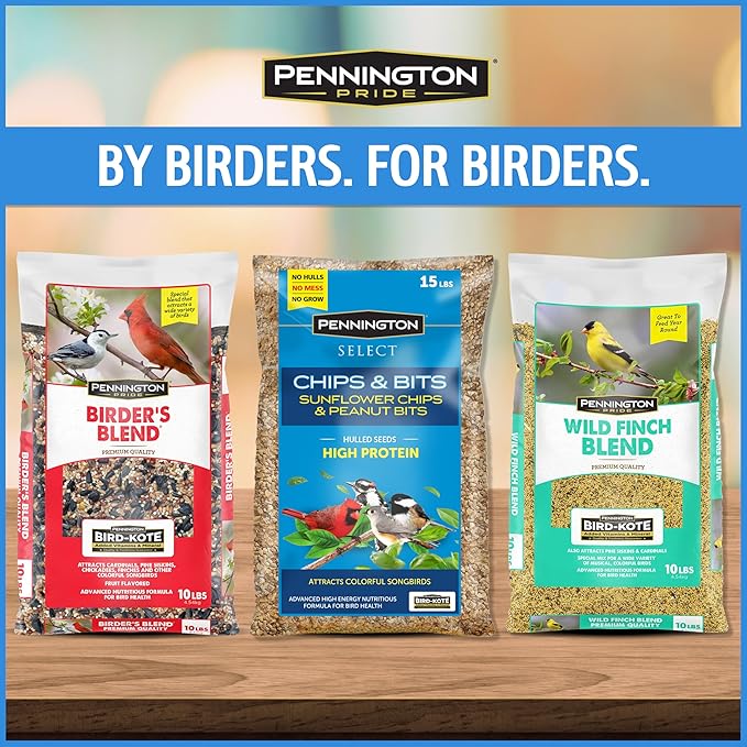 Pennington Select Chips & Bits Wild Bird Seed for Outside Feeders, High-Protein, No Hull & No Waste Bird Seed Blend, Sunflower Chips & Peanut Bits Attract Songbirds,15-lb. Bag