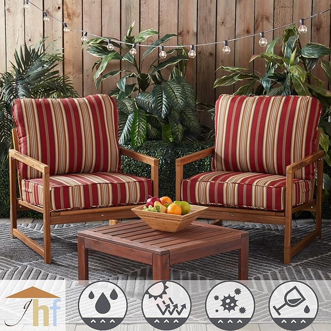 Greendale Home Fashions Outdoor Reversible 2-Piece Deep Seat Cushion Set, Tuscan Stripe
