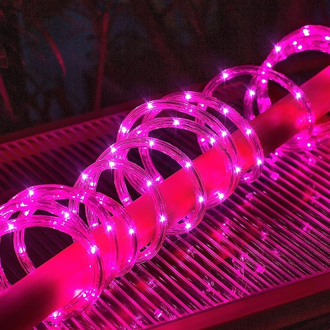 Waterproof LED Rope Lights, Connectable & Flexible with 8 Modes, Outdoor Lighting for Deck, Garden, Pool, Patio & Christmas Decor (Pink, 100ft)