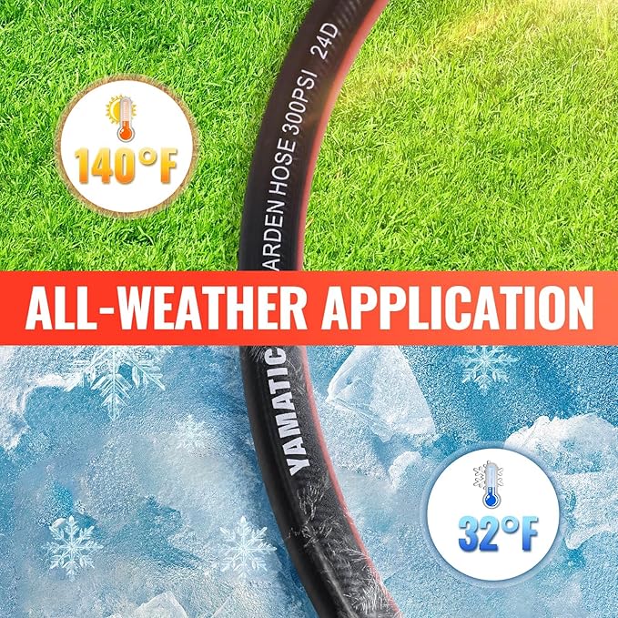 YAMATIC Short Garden Hose 15 ft x 5/8 in, Female to Female Leader Hose Extension 2 in 1 Dual Use with Solid Brass Connector, Lightweight All-Weather for Water Hose Reel