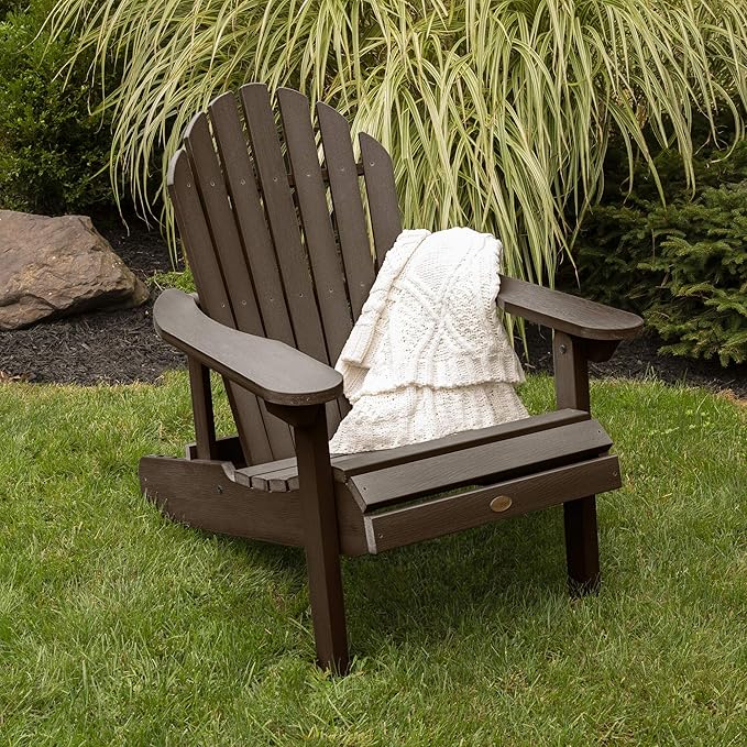 highwood Hamilton Made in the USA Folding and Reclining Adirondack Chair, Adult Size, Weathered Acorn