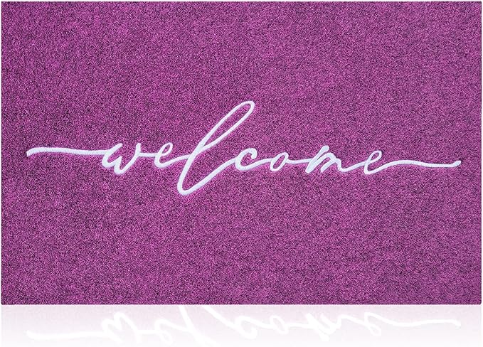AAZZKANG Purple Outdoor Mat Front Door Entrance Indoor Welcome Doormat Durable,Easy to Clean Anti Slip Rubber Door Mat Decorative