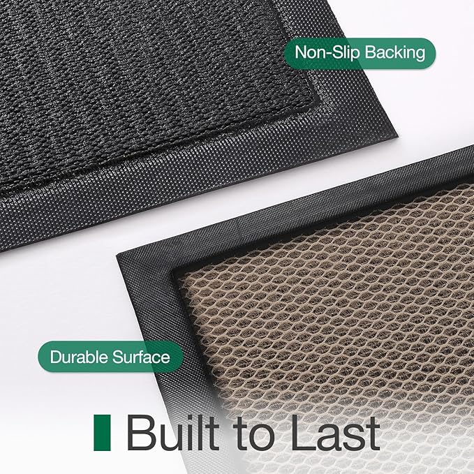 LUMI Outside Welcome Door Mat 24x36, Non Slip Durable Rubber Entrance Doormat, Low Profile Easy Clean Mats for Front Back Door Entryway Porch Garage, Hello