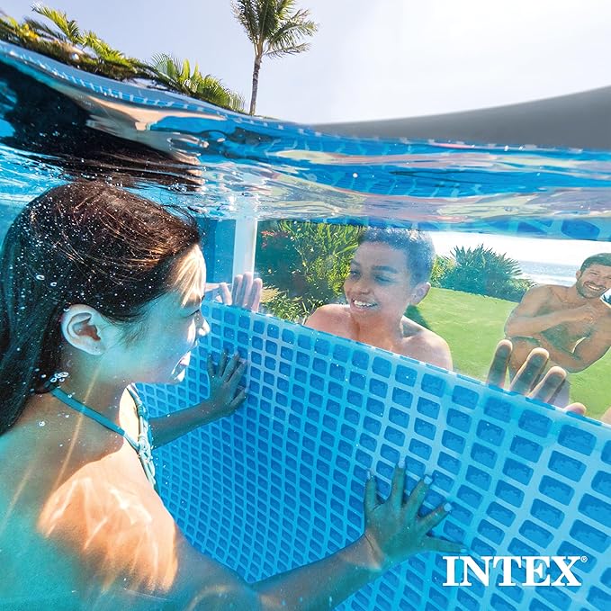 INTEX 26729EH 16ft x 48in Prism Frame Clearview Above Ground Swimming Pool Set, Includes 1500 GPH Cartridge Filter Pump, SuperTough Puncture Resistant, Rust Resistant, 5061 Gallon Capacity