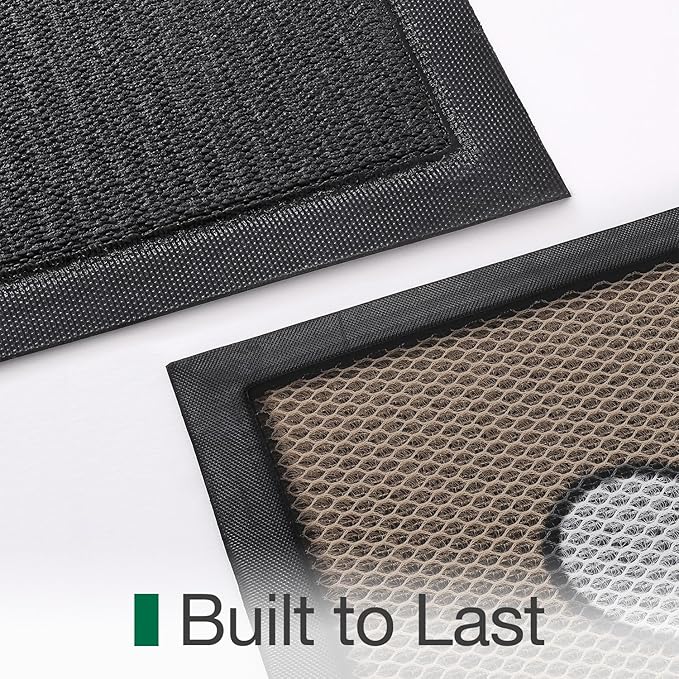 LUMI Outside Welcome Door Mat 36x59, Non Slip Durable Rubber Entrance Doormat, Low Profile Easy Clean Mats for Front Back Door Entryway Porch Garage, Bee Happy