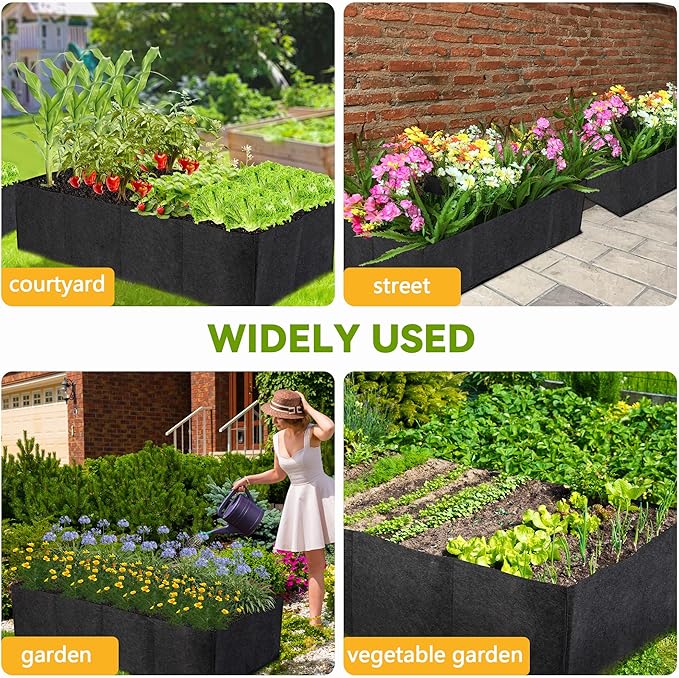 2-Pack 3 Grids Fabric 20 Gallon Grow Bags, 3x1x1ft Thickened 400G Nonwoven Fabric Raised Garden Beds with Handles - Indoor Outdoor Planters for Vegetables, Herbs, Flowers