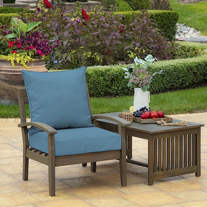 Arden Outdoor Deep Seat Cushion Set, 22 in x 24 in, Weather-Proof, Rain-Proof, Fade Resistant Patio Cushion French Blue Texture