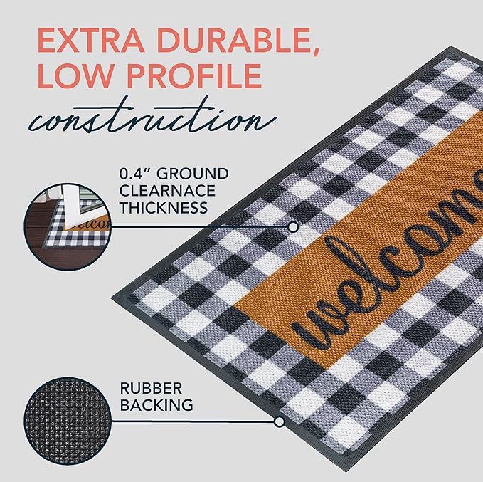 ubdyo Sturdy Welcome Mat - Extra Durable Door Mat - Dirt Trapping Front Doormat Outside Entrance - Welcome Matt Outdoor - Non Slip Backing Doormat, Patio Outdoor, Porch - Medium 32'' x 20''