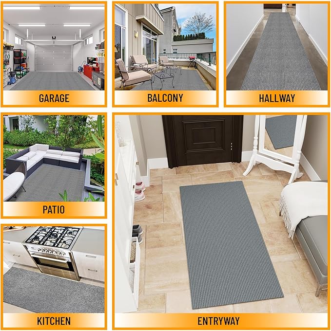 Ottomanson Front Door Mat – Non Slip Scraper Mud Mat for High Traffic Entryways, RV & Patio – Dirt Trapping and Durable for Indoor & Outdoor Use – 2'7" x 3' – Gray