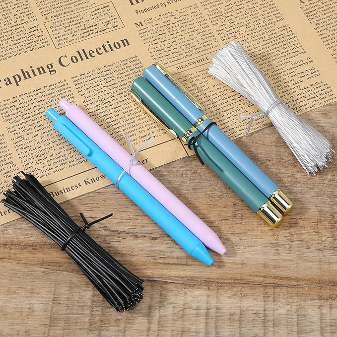 200 Pcs Clear Twist Ties 4 inch Reusable Plastic Metal Wire Twists Tie Garden Twist Ties for Plastic Coffee Bags, Gift Wrapping, Crafts, Plants (Clear and Black)