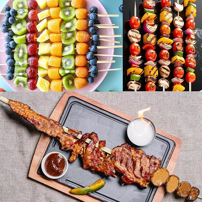 Bamboo Smores Sticks (50 Pcs), Extra Long 16" Marshmallow Roasting Sticks for Fire Pit, 5mm Heavy Duty Wooden Skewers for Smore Hot Dog Barbecue Thick Sticks for Campfire Grilling Camping Bonfire