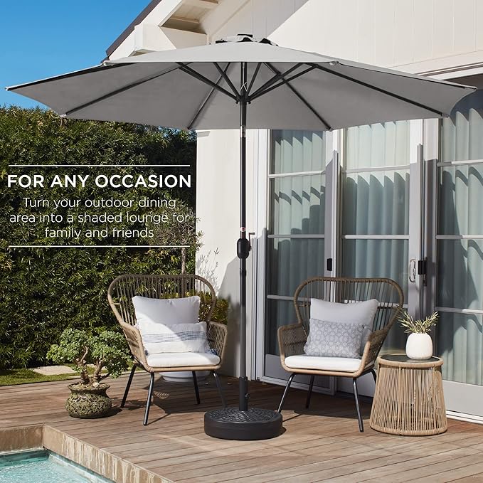 Best Choice Products 10ft Outdoor Steel Polyester Market Patio Umbrella w/Crank, Easy Push Button, Tilt, Table Compatible