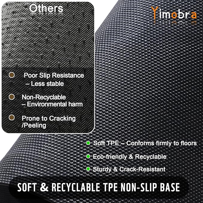 Yimobra Doormat Indoor Outdoor Entrance, Simple Stripes, All-Weather Waterproof & Non-Slip Mat for Front Door, Heavy Duty Polyester Welcome Mat for Garage, Patio-47x24，Black