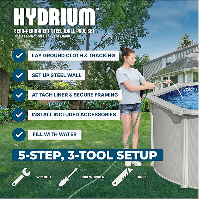 Bestway Hydrium 20' x 12' x 48" Oval Steel Wall Above Ground Pool Set