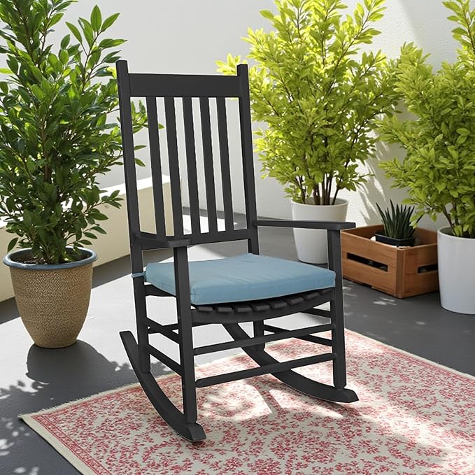 Shine Company Rocking Chair Outdoor Seat Cushion with Ties, 22" x 20", Blue Green