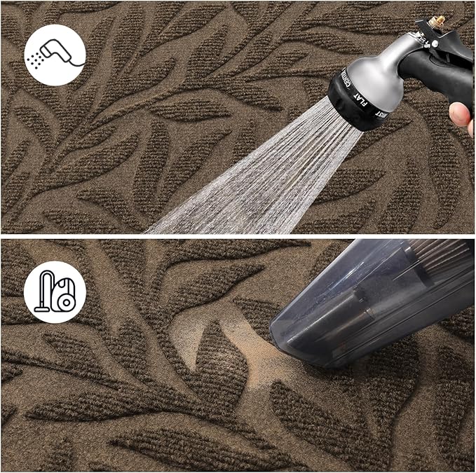 Smiry Front Door Mat Indoor Outdoor Entrance, Heavy Duty Natural Rubber, Trap Dirt and Moisture, Non-Slip Doormats, Low Profile, Easy Clean Patio Porch Entryway Mat, 29.5x17,Mix Brown