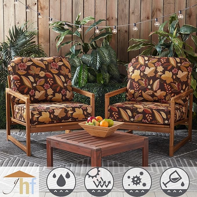 Greendale Home Fashions Outdoor Reversible 2-Piece Deep Seat Cushion Set, Russet Floral
