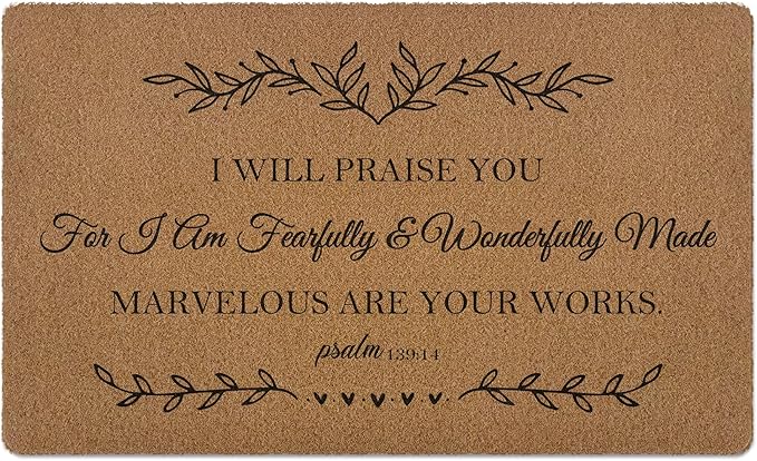 Christian Door Mat Doormat, Bible Verse Welcome Front Door Mat Indoor Outdoor Entrance, Religious Scripture Artificial Coir Doormats Rugs for Porch Entryway Home Decor 30x17in