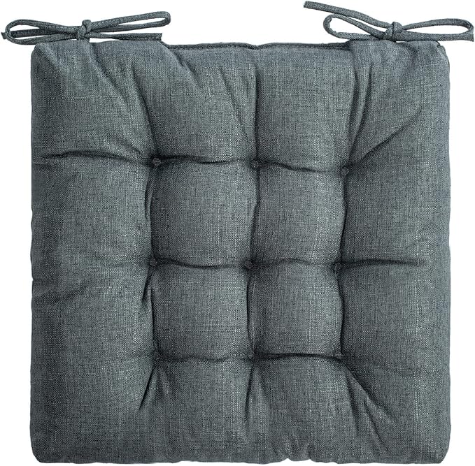 SQUARE MOON 4 Pack Chair Cushions, Seat Cushions, Chair Pads, Chair Mat for Indoor, Outdoor Dining Chair, Kitchen Chairs, Dining Room Chairs (16" × 16" × 4 Pack, Dark Grey)