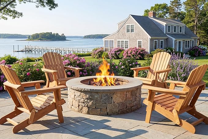 Oversized Wooden Folding Adirondack Chair with Pre-Assembled Backrest and Seat Board, Lounge Chair for Outdoor Patio Garden Lawn Backyard Firepit Deck Pool Beach