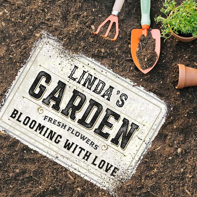 Custom Garden Sign, Personalized Rustic Name for Backyard Décor Sign, 10x14 Inches, Rust Free .040 Aluminum, Fade Resistant, Made in USA by Sigo Signs