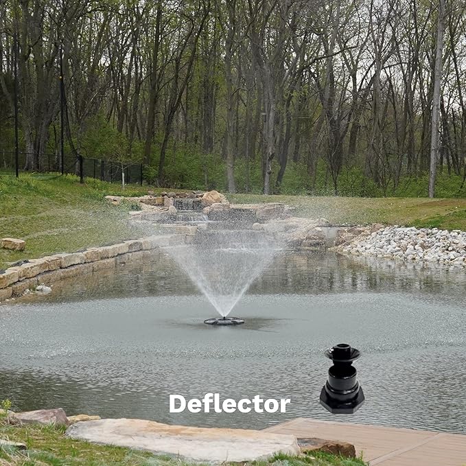 HALF OFF PONDS Floating Fountain – 1.75 HP Pond Aerator with 100' Cord – 14,800 GPH Water Pump –11 Spray Patterns - Energy-Efficient - White LED Lights - for Large Ponds, Lakes & Water Gardens
