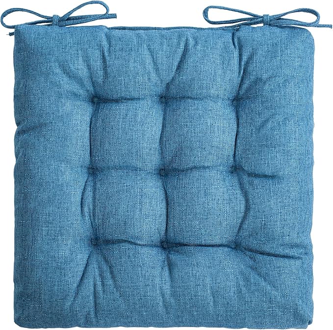 SQUARE MOON 4 Pack Chair Cushions, Seat Cushions, Chair Pads, Chair Mat for Indoor, Outdoor Dining Chair, Kitchen Chairs, Dining Room Chairs (16" × 16" × 4 Pack, Blue)