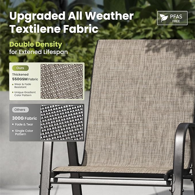PHI VILLA 9 Piece Patio Table and Chairs Set for 8 Person, Large Metal Slat Rectangle Table and Stackable Patio Chairs with Textilene Mesh Fabric, All Weather Patio Furniture Set for Deck Lawn Garden