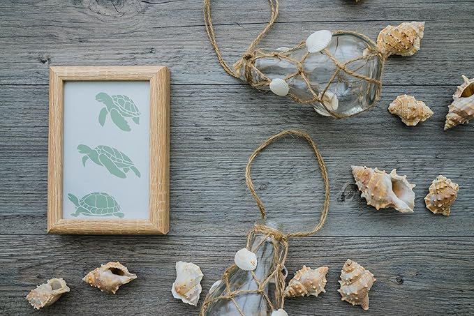 YKW 12 Pcs Sea Life Stencils Set, Reusable Marine Creatures Painting Templates for DIY Ocean Crafts, Nautical Decor, for Wood Walls Chalkboards Rocks DIY Art Projects,Ideal for Crafters,and Artists