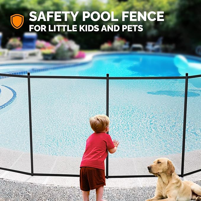 VINGLI 4ft High Pool Fence for Inground and Above Ground Pools, Black Mesh Removable Safety Fencing, Heavy-Duty Protective Barrier for Garden & Backyard (4×2.5FT)